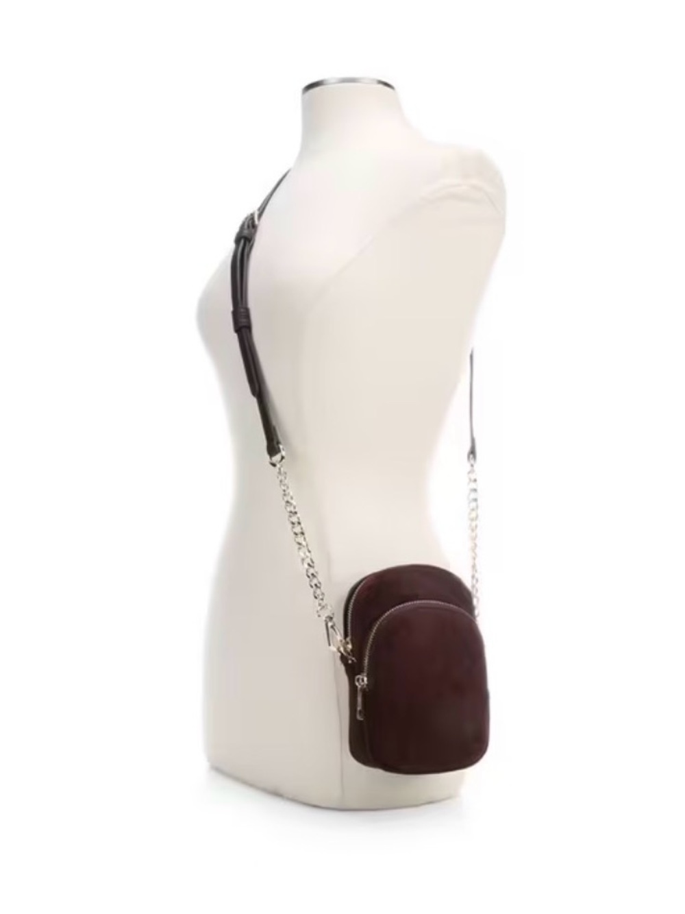 Steve Madden SMADDEN GIRL SUEDE CHAIN CROSSBODY HANDBAG Suede in Dark Brown